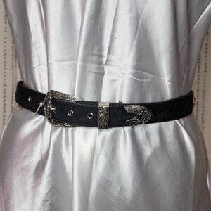 Dark Denim Beaded Southwestern Belt